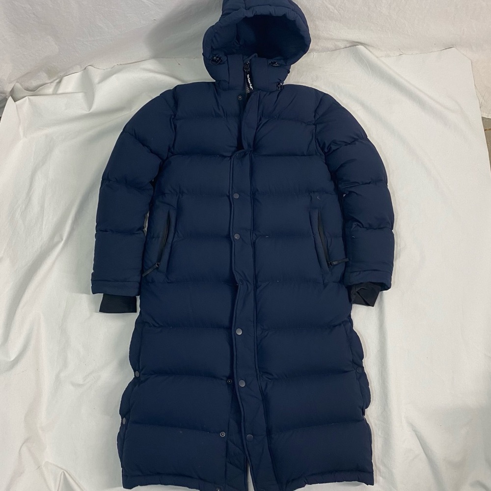 TNA Super Puff Long Navy Down Puffer Jacket Size XS
